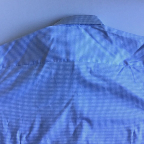ETON slim light blue mini checkered shirt Sz 17.5 made in Europe - Picture 2 of 7